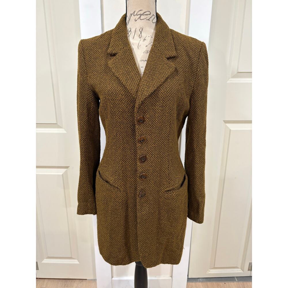 VTG Coldwater Creek Tan Brown Hip Length Blazer Jacket Size 6